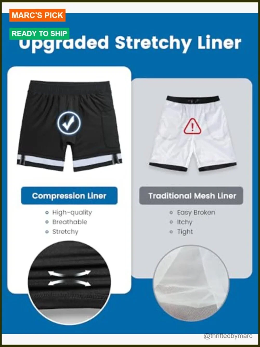 2 in 1 Men's Swim Trunks Board Shorts 7 Inch Quick Dry with Compression Liner